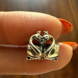 RETIRED Pandora Charm - Swan Embrace